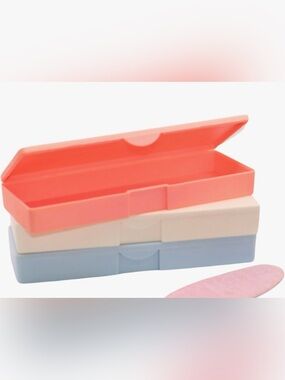 New 2pc Stackable Plastic Storage Boxes in Coral & Light Blue